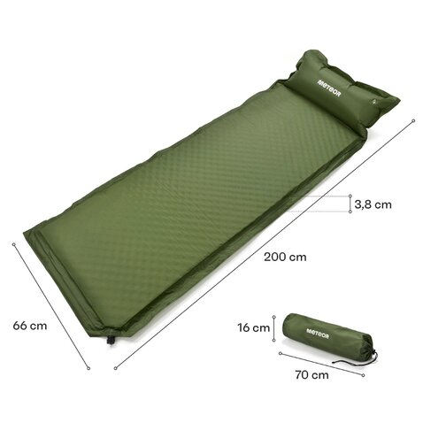 Samo-nafukovacia karimatka s vankúšom 200cm zelená