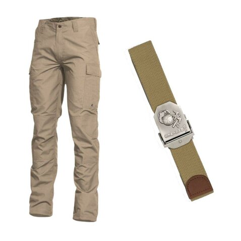 Kalhoty Pentagon BDU 2.0 khaki + opasek s kovovou sponou