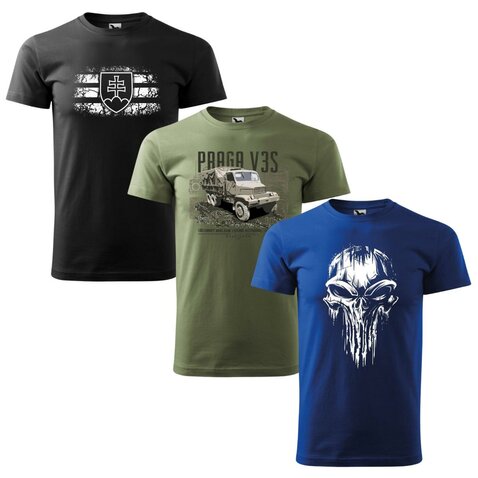 Triko 3x akciový set - Skull + V3S + SVK znak
