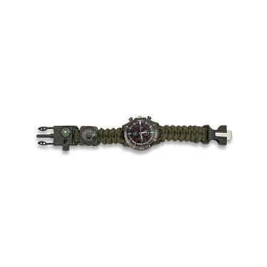 Hodinky s paracordom Barbaric 6v1 "survival" olive