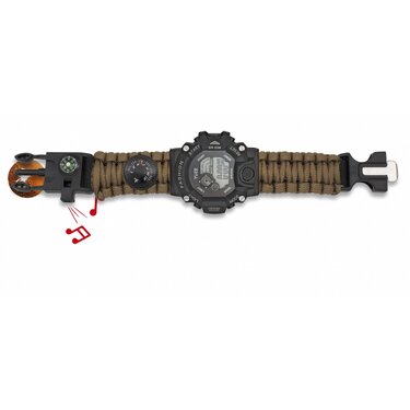 Hodinky digi s paracordem Barbaric 6v1 survival coyote