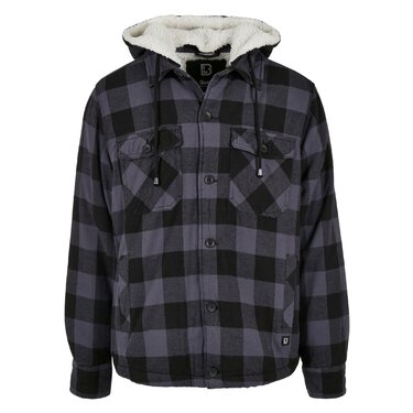 Bunda Brandit Lumberjacket s kapucňou sivá/čierna