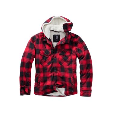 Bunda Brandit Lumberjacket s kapucňou červená/čier