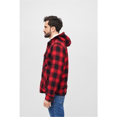 Bunda Brandit Lumberjacket s kapucňou červená/čier