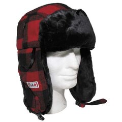 Ušánka Lumberjack červeno-čiena