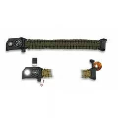 Paracordový náramek Survival se světlem olive