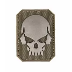 Nášivka na suchý zip / patch Skull 3D olive