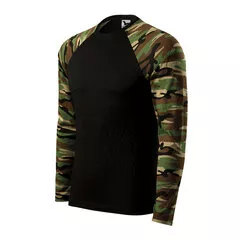 Tričko LS kombinované camouflage brown